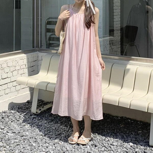 리수이 러블리 쉬폰 뷔스티에 끈나시 롱 원피스