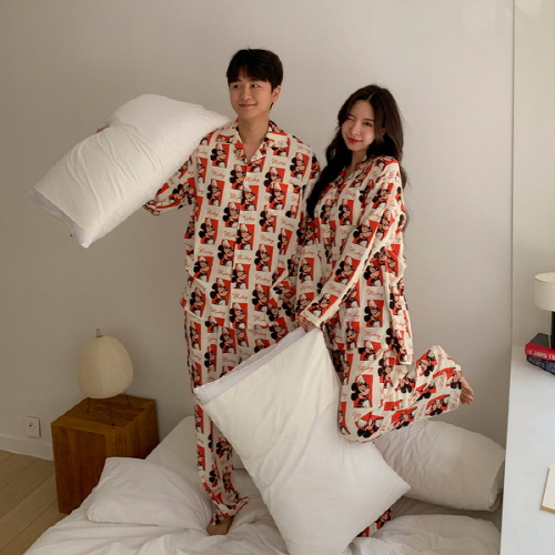 (디즈니 정품)타디바 네모 미키 긴팔 커플 파자마 세트