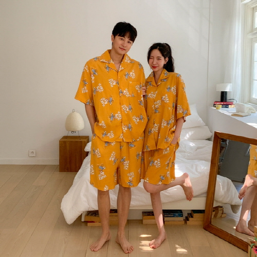 (디즈니 정품)키디바 도날드덕 패턴 반팔 커플 잠옷 세트