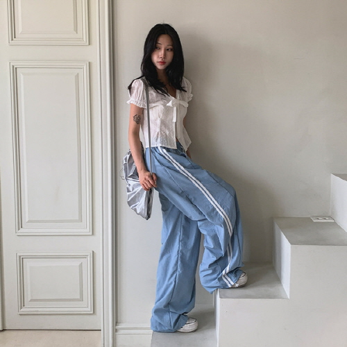 요이클 나일론 와이드 트랙 밴딩 팬츠