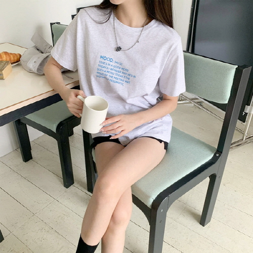 애니쿠 무드 레터링 루즈핏 반팔 티셔츠