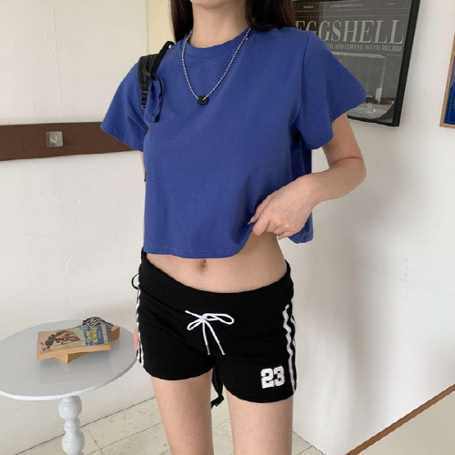린새미 기본 베이직 크롭 반팔티