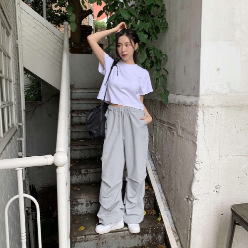 로우카 나일론 사이드 셔링 핀턱 투웨이 팬츠