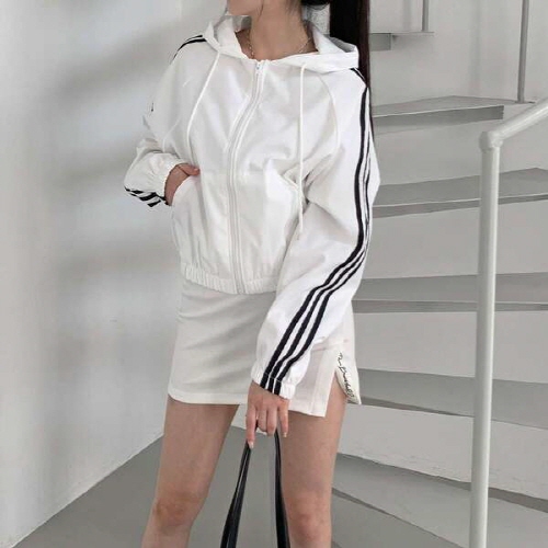 엔어민 쓰리라인 후드 바람막이 집업 자켓