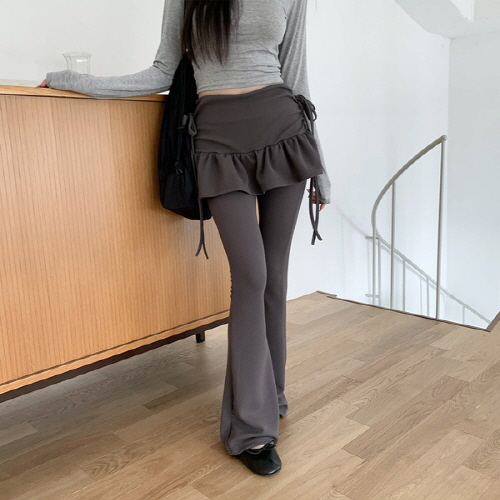 이어윤 부츠컷 밴딩 셔링 치마 바지