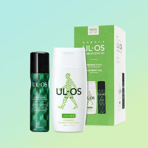 [우르오스] 페이셜케어 2종세트 중건성용 (밀크+클렌징) (중건성) 스킨밀크 200ml + 페이스 워시 100g + 전용케이스 + 쇼핑백