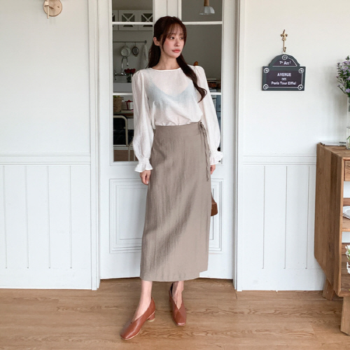 터네이 모던 H라인 랩 스타일 롱 스커트