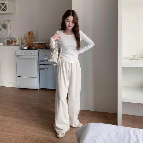 에이월 밴딩 와이드 일자 팬츠