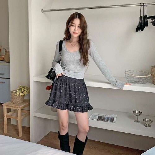추미니 우주별 프린팅 밴딩 프릴 미니 스커트