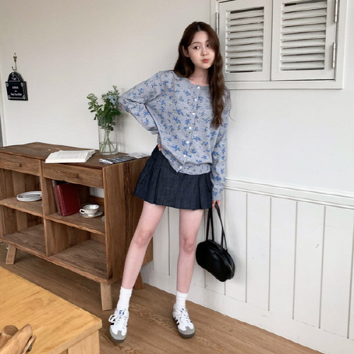 투루마 플라워 패턴 꽃 가디건