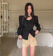 엣키츠 힙 키치 핀턱 스판 숏팬츠