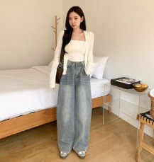 슈으레 슬림핏 유넥 펀칭 가디건