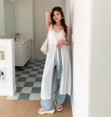 미페치 스트랩 레이어드 끈나시 롱 원피스