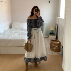 헤던너 체크 레이어드 캉캉 롱스커트