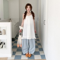 래게솔 스트링 프릴 레이어드 민소매 미니원피스