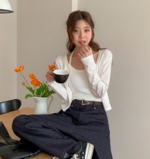 니키랑 여리핏 홀터넥 캡나시 브이넥 가디건 세트