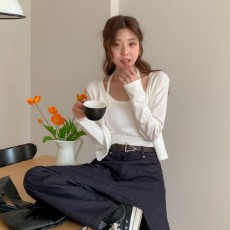 니키랑 여리핏 홀터넥 캡나시 브이넥 가디건 세트