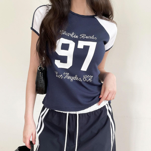 레소너 97 배색 나그랑 반팔 티셔츠