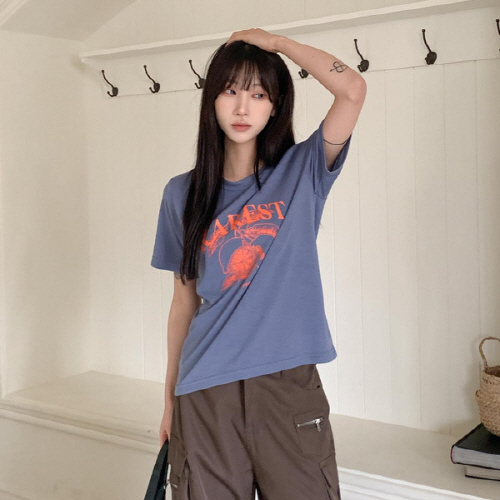 배허무 레터링 레몬 프린팅 반팔 티셔츠