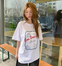머르쿠 레터링 조개 자수 루즈핏 반팔 티셔츠