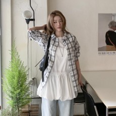 신파데 오버핏 포켓 체크 셔츠