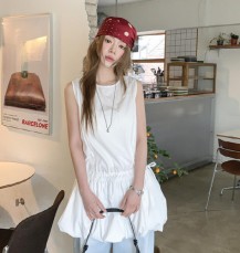 하류라 벌룬 플레어 레이어드 나시 미니 원피스