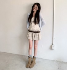 두자봄 레이스 셔링 진주 가디건 나시 세트
