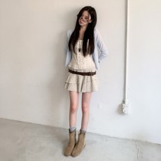 두자봄 레이스 셔링 진주 가디건 나시 세트