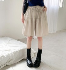 토파솔 절개 셔링 포켓 와이드 5부 반바지
