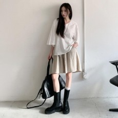 러카사 루즈핏 브이넥 5부 반팔 티셔츠