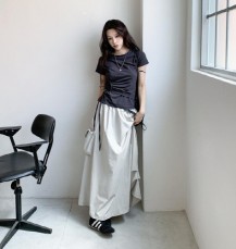 르비커 모달 언발 셔링 레이어드 반팔 티셔츠