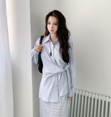 일오투 루즈핏 스트라이프 스트랩 셔츠