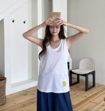 랄게링 스마일 패치 코튼 롱 레이어드 나시