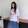 키제삼 배색 레터링 오버핏 반팔 티셔츠