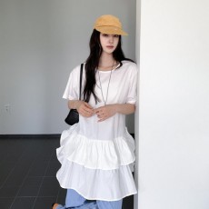 소체푸 나일론 캉캉 프릴 반팔 미니 원피스