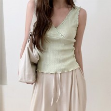 림더솔 펀칭 레이스 브이넥 랩 나시
