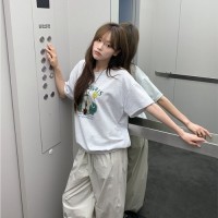 차봄러 코끼리 프린팅 오버핏 반팔 맨투맨