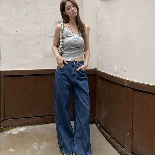 이랑헌 사이드 절개 세미 와이드 데님 팬츠