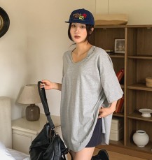 고성티 레터링 언발 루즈핏 반팔티