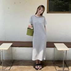 말빈일 루즈핏 나그랑 반팔 맨투맨 롱 원피스