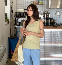 미기아 서핑 프린팅 루즈핏 나시