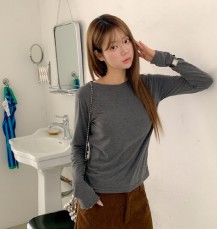 버퍼주 보트넥 베이직 긴팔 티셔츠
