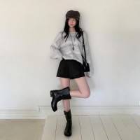 치필베 플리츠 A라인 뒷밴딩 미니 치마바지