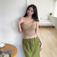 피퍼솔 도트 레이스 시스루 뷔스티에 슬리브리스