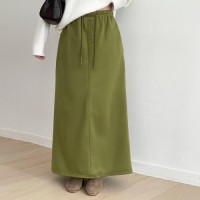 타기더 버튼 포인트 A라인 밴딩 기모 롱 스커트